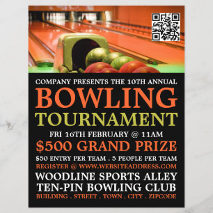 Flyer Torneo de Bowling Alley, Bowling con 10 pines