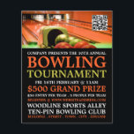Flyer Torneo de Bowling Alley, Bowling con 10 pines<br><div class="desc">Escena De La Calle Bowling,  Volantes De Publicidad Del Torneo De Bowling De 10 Pines De La Tienda De Tarjetas De Negocios.</div>