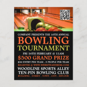 Flyer Torneo de Bowling Alley, Bowling con 10 pines