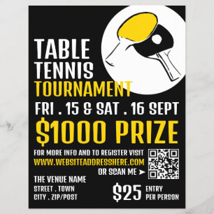Flyer Torneo de Diseño de Barras, Tenis de Mesa