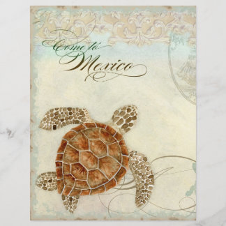 Flyer Tortuga Marina Estilo Moderno Costero Océano Remol