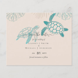 Flyer Tortugas Marinas Boda Arte de Línea Moderna
