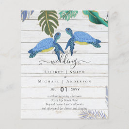Flyer Tortugas Marinas Boda Azul Amarillo