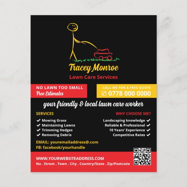 Flyer Trabajador de cuidado del jardín, Servicios de ate (Frente)