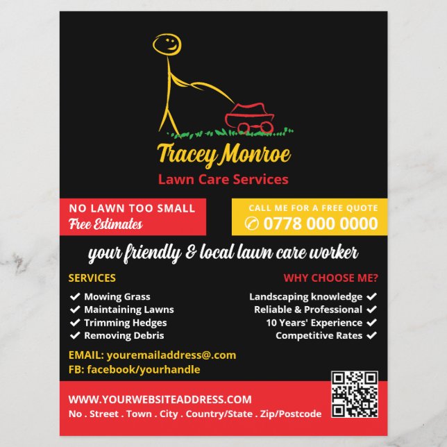 Flyer Trabajador de cuidado del jardín, Servicios de ate (Frente)