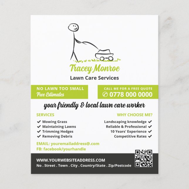 Flyer Trabajador de cuidado del jardín, Servicios de ate (Frente)