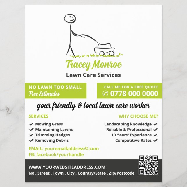 Flyer Trabajador de cuidado del jardín, Servicios de ate (Frente)