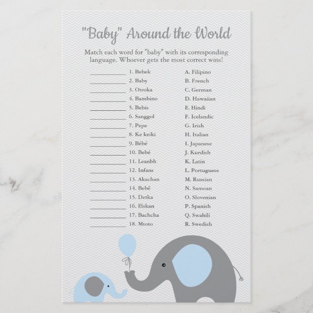 Flyer Traducción mundial del bebé elefante azul (Frente)