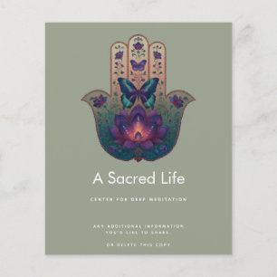 Flyer Transformación Sagrada   Diseño de Mano Hamsa