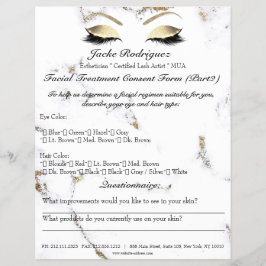 Flyer Tratamiento facial Forma de consentimiento Marble 