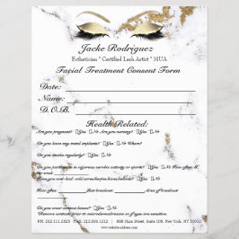 Flyer Tratamiento facial Forma de consentimiento Marble 