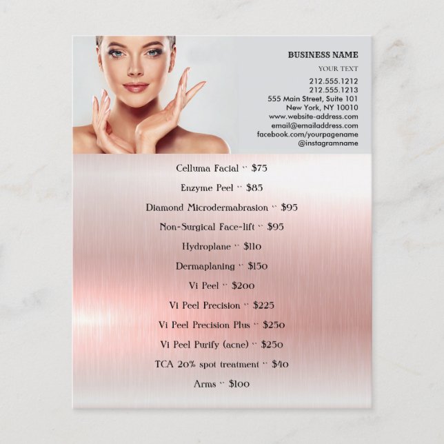 Flyer TRATAMIENTOS DE CARA Salón de belleza 4.5"x5.6" (Frente)