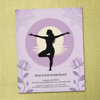 Flyer Tree Pose - Yoga Instructor with Lotus Flowers