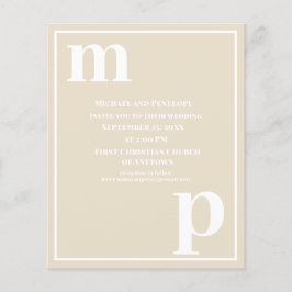 Flyer Trendy Typography Champagne Beige Budget Wedding 