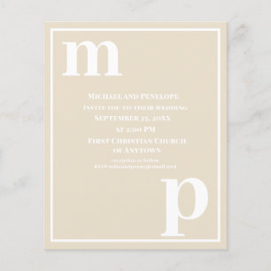 Flyer Trendy Typography Champagne Beige Budget Wedding
