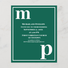 Flyer Trendy Typography Emerald Green Budget Wedding 