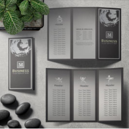Flyer Tri-Fold Yoga Studio Brochure Black & Silver ZEN