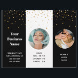 Flyer Trifold  Salon Spa Professional Price List<br><div class="desc">This leaflet not only informs your customers of the prices, it has your business information as well. Better than a business card and more informative than simple advertising flyer. Easy readable text and prices. The back has black and white rectangles with gold confetti. This is to be folded into thirds....</div>