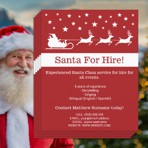 Flyer Trineo de Santa Rojo y Blanco - Santa para Contrat