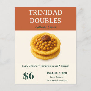 Flyer Trinidad Doubles Negocio de Comida Caribeña Elegan