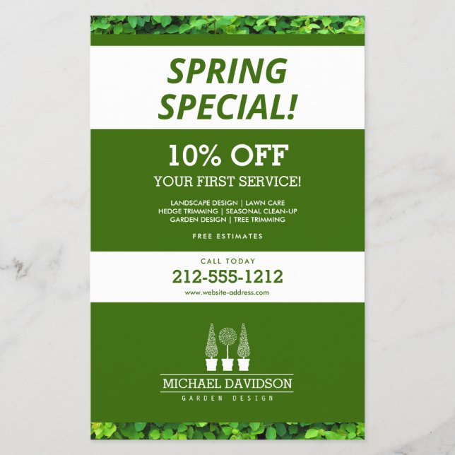 Flyer Trío de jardinería topiaria Paisajismo Verde/Blanc (Frente)