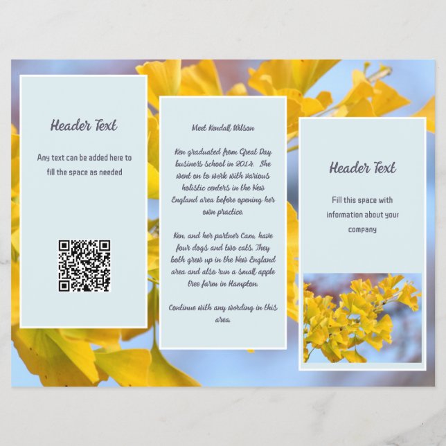 Flyer Tríptico Doble con Logo de Gingko Business (Atrás)