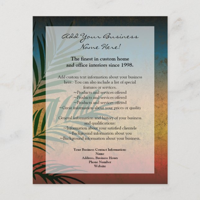 Flyer Tropical Sunset Palm Fronds (Frente)