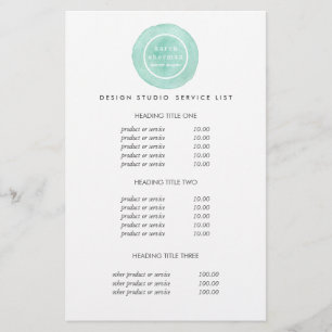 Flyer Turquesa con logotipo femenino Precios y servici