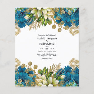 Flyer Turquesa vintage y Shabby Boda floral
