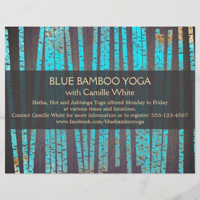 Flyer Turquoise Bamboo Yoga Naturaleza Salud Spa Madera (Frente)
