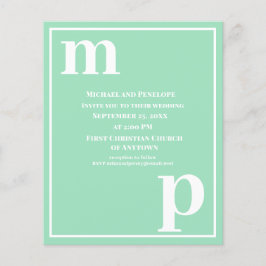 Flyer Typography de moda Seafoam Green Budget Boda