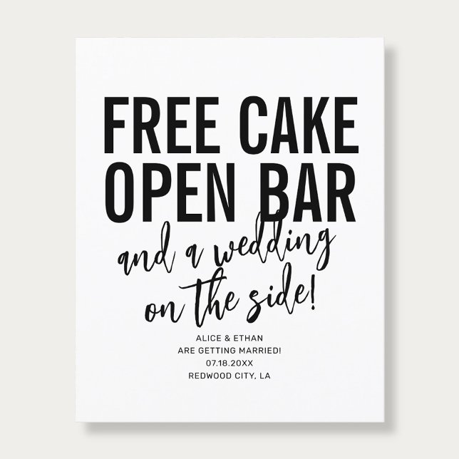 Flyer Typography QR Code Free Cake Wedding Save The Date (Subido por el creador)