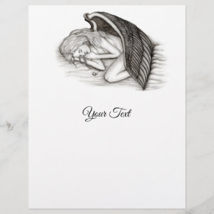 Flyer Un ángel dormido, diseño blanco y negro