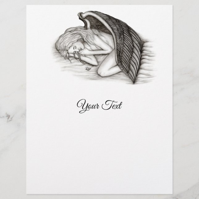 Flyer Un ángel dormido, diseño blanco y negro (Frente)