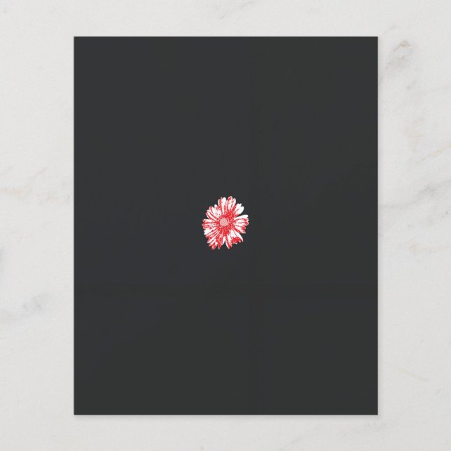 Flyer un dibujo de una flor roja sobre un fondo blanco (Frente)