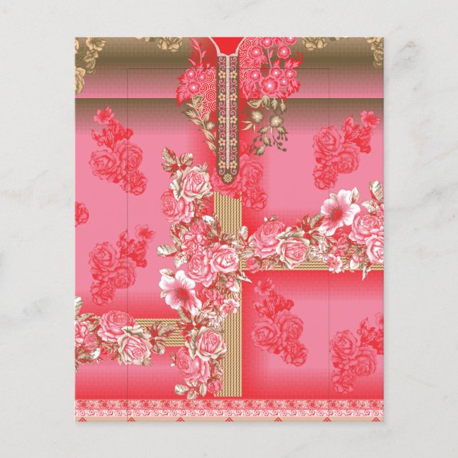 Flyer un diseño de fondo rosa y dorado con un rojo (Frente)