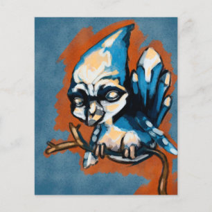 Flyer Un pájaro azul bebé en una ramita tela retro vint