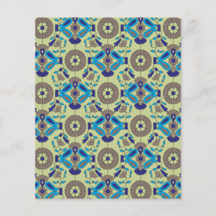 Flyer un patrón azul y verde sobre un fondo verde