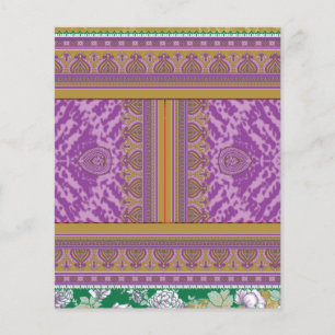 Flyer un patrón cruzado con un ba morado y amarillo