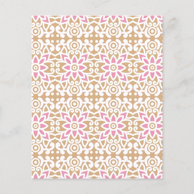 Flyer un patrón de flor rosa y blanca sobre un fondo mar (Frente)