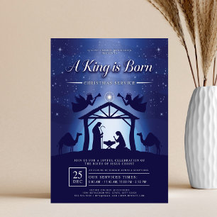 Flyer Un Rey ha Nacido Escena de la Natividad Iglesia
