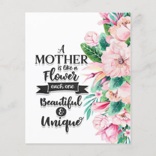 Flyer Una madre es como un regalo de flores, un regalo d