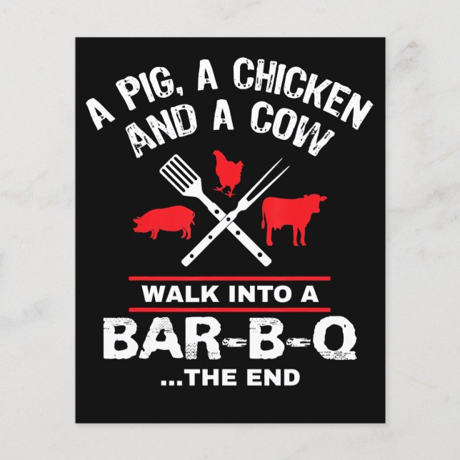 Flyer Una Vaca De Pollo De Cerdo Camina A Un Bar Funny B (Frente)