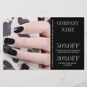 Flyer uñas de manicura elegante chic femenino salón de u