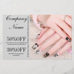 Flyer uñas de manicura elegante moderna salón de uñas
