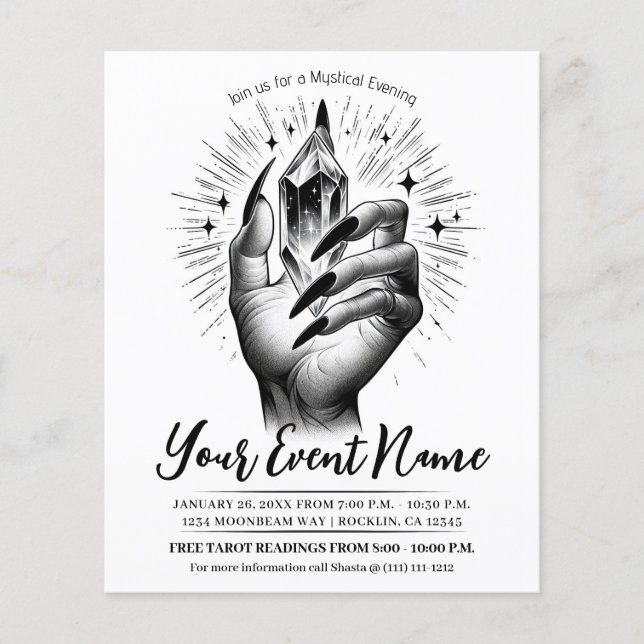 Flyer Uñas Negras Largas Energía Cristalina Mágica Vinta (Frente)