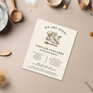 Flyer Utensilios de cocina vintage a rayas Dulces de pan