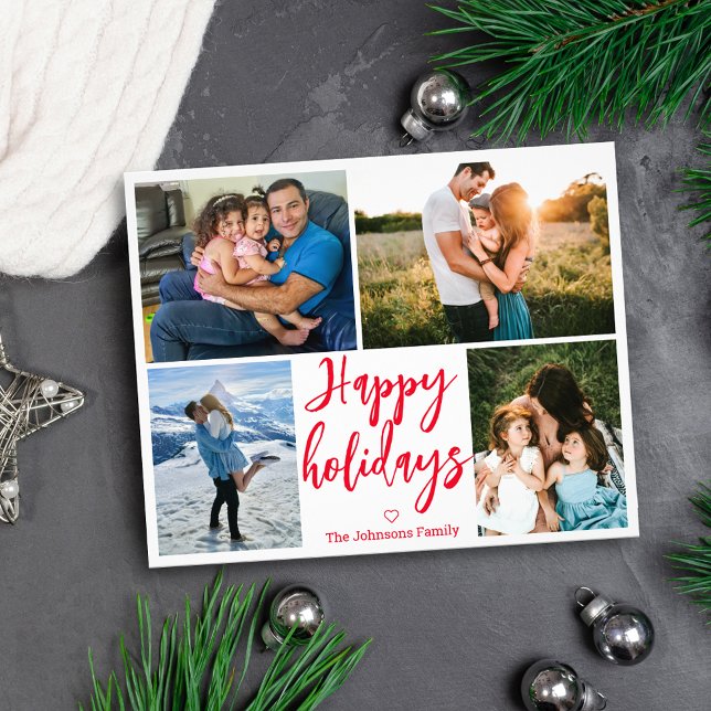 Flyer vacaciones felices escritura a mano roja 4 collage (Subido por el creador)