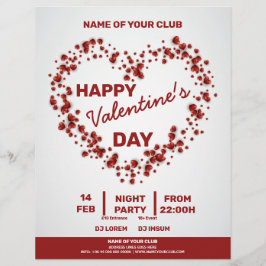 Flyer Valentines 3D Red Hearts Big Heart Fiesta