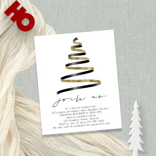 Flyer Valor Simple Árbol de Navidad Dorado Negro Fiesta